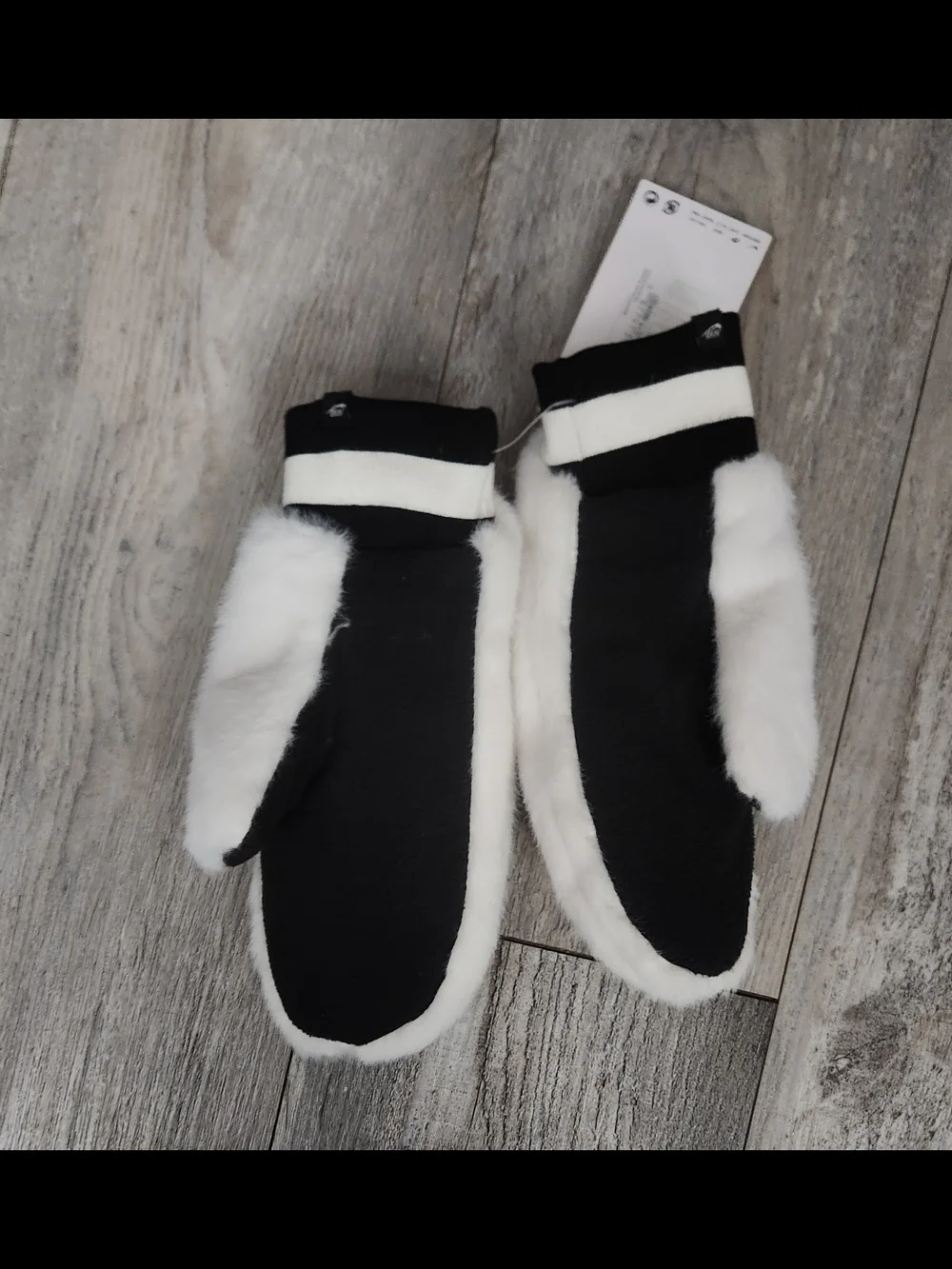 Nike White Fleece Mittens (Women's)- Black Accents